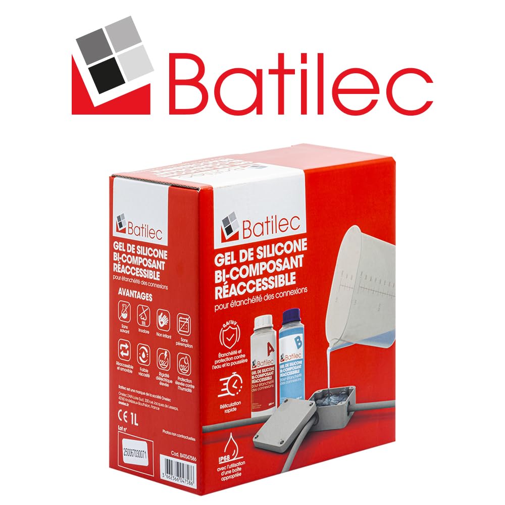 Gel Silicone Électrique 1L – Bi-Composant Auto-Nivelant – Étanchéité IP68 – Isolation Connexions & Boîtes de Dérivation – Résistant -60°C à +200°C – Transparent, Sans Solvant