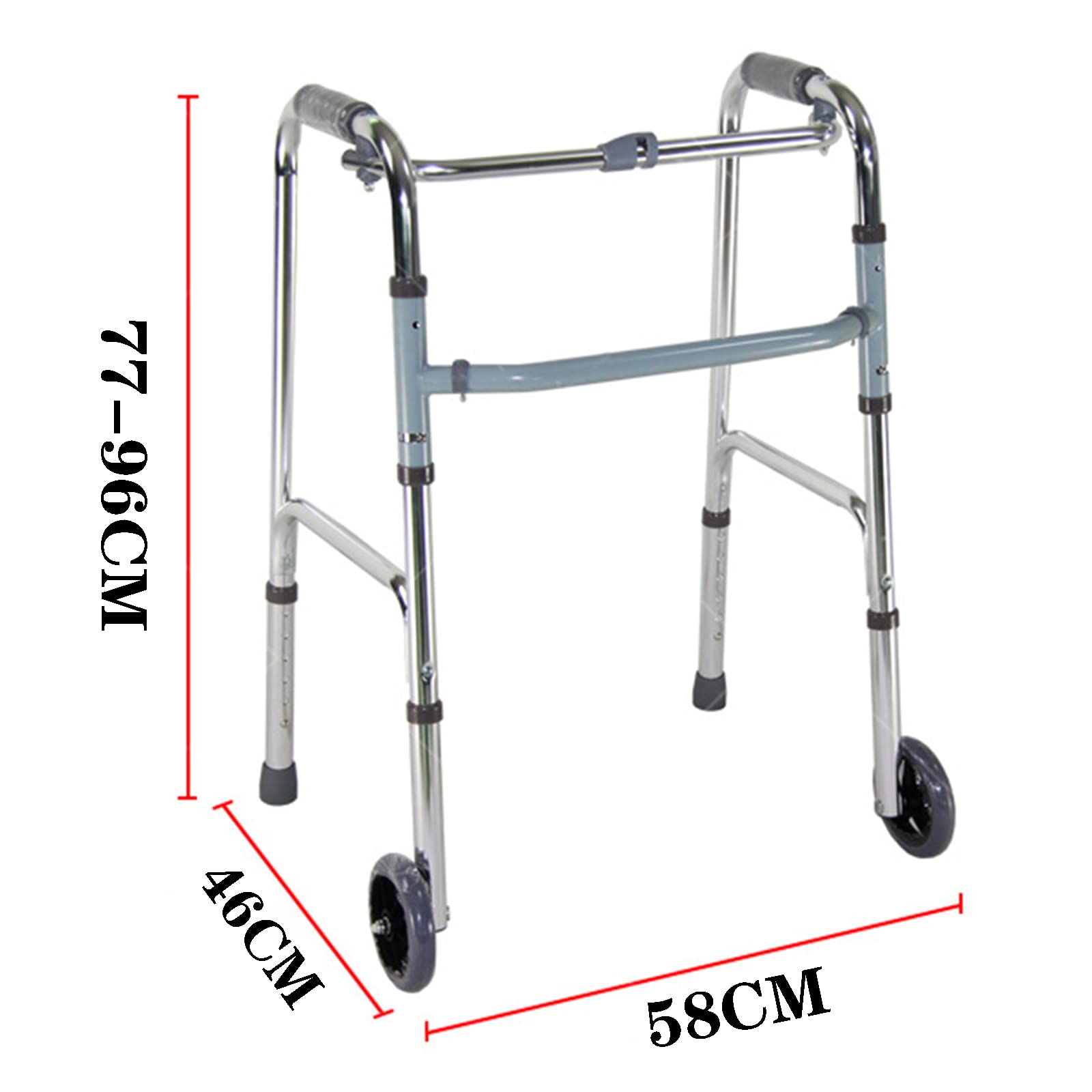 Cesta Plegable para Caminante para Personas Mayores, Marco para Caminar Ajustable en Altura con Ruedas para Adultos Mayores, Cesta para Caminar para Personas Mayores con Movilidad