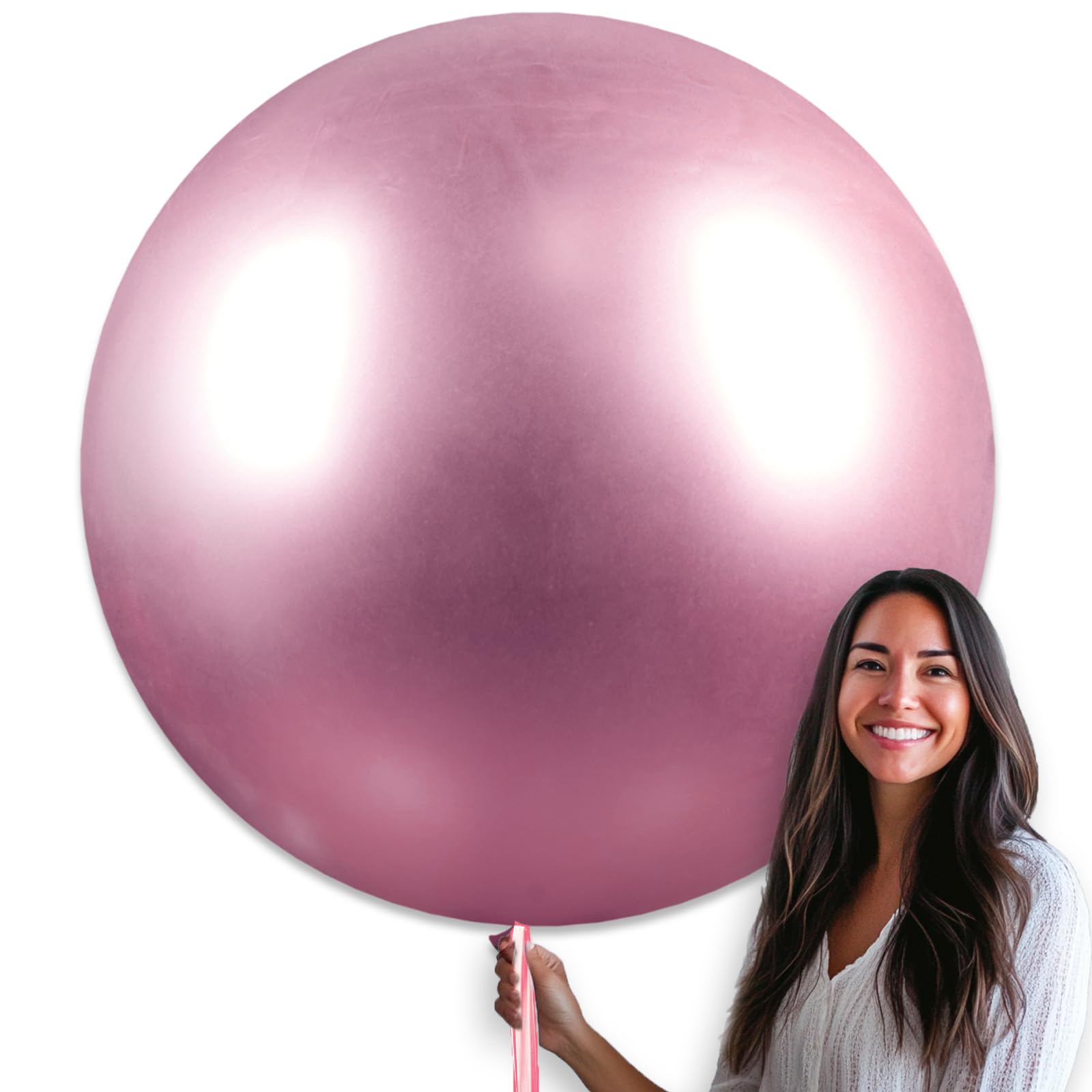 PartyWoo Metallic Pink Large Balloons 4 pcs 36 Inch Big Jumbo Giant Pinkish Purple Latex Helium Balloons for Graduation Wedding Baby Shower Bachelorette Birthday Party Decorations Pink-G108