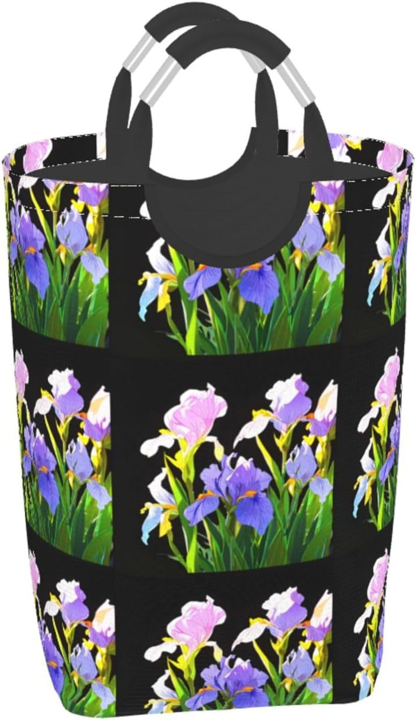 Iris flowers in the sun Foldable storage bag, 50L capacity, suitable for laundry room, dormitory bedroom, dirty clothes storage basket.