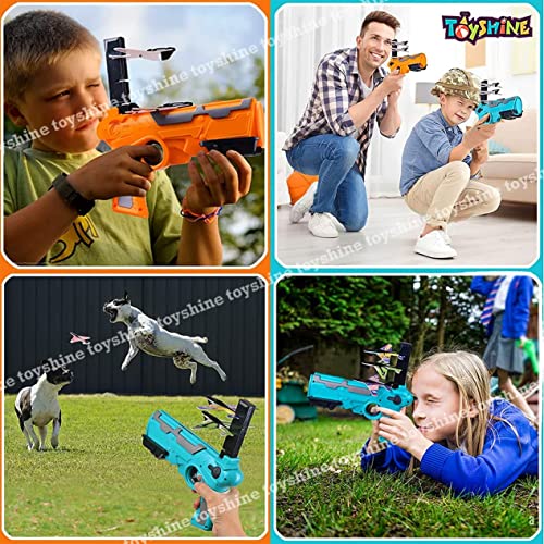 Image of Toyshine Airplane Launcher Toy Catapult Plane Gun for Kids Outdoor Toy, One-Click Ejection, 4 Pcs Glider Foam Planes, Toy Airplanes Birthday Gifts, Multi-Color - B
