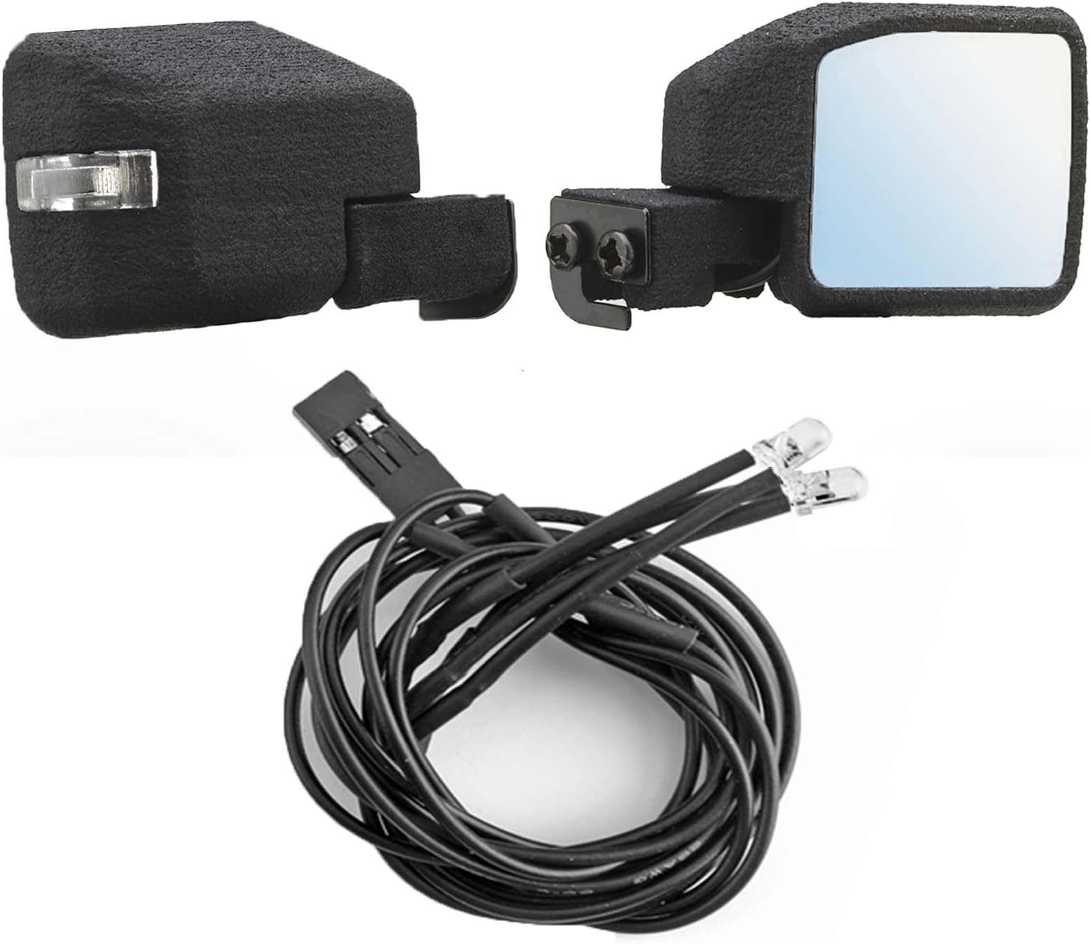 DJCRAWLERRC Car Rearview Mirror with Light for 1/10 Truck, Foldable Rear View for TRAXXAS TRX-4 TRX-6 Bronco Defender Axial SCX10 II TRX4 Defender KIT Nylon Off-Road Accessories Parts