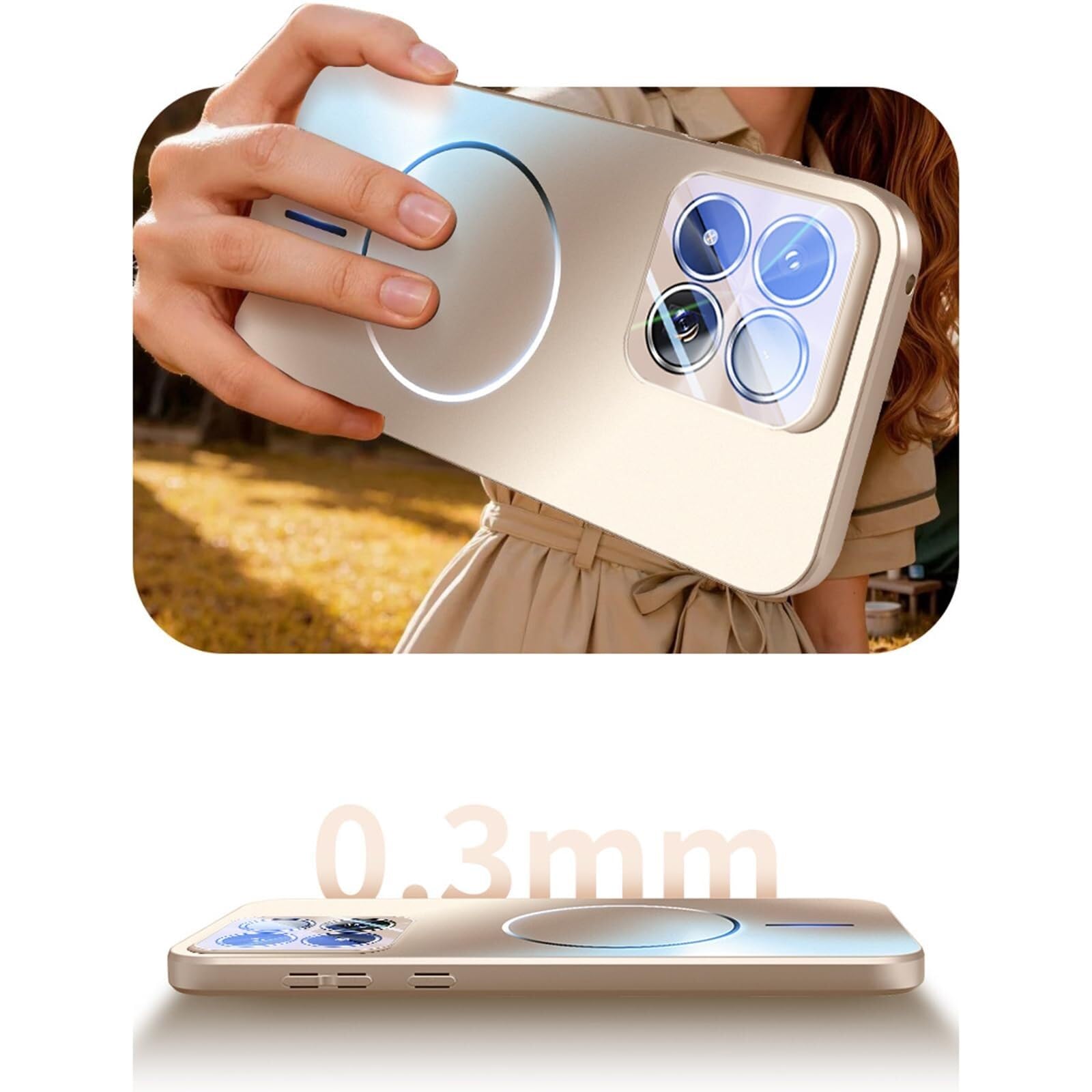Generico Custodia Per Xiaomi 17Max, Custodia Magnetica Sottile | Rigida For PC Pellicola Protettiva Lenti Antigraffio Custodia(Marrone)
