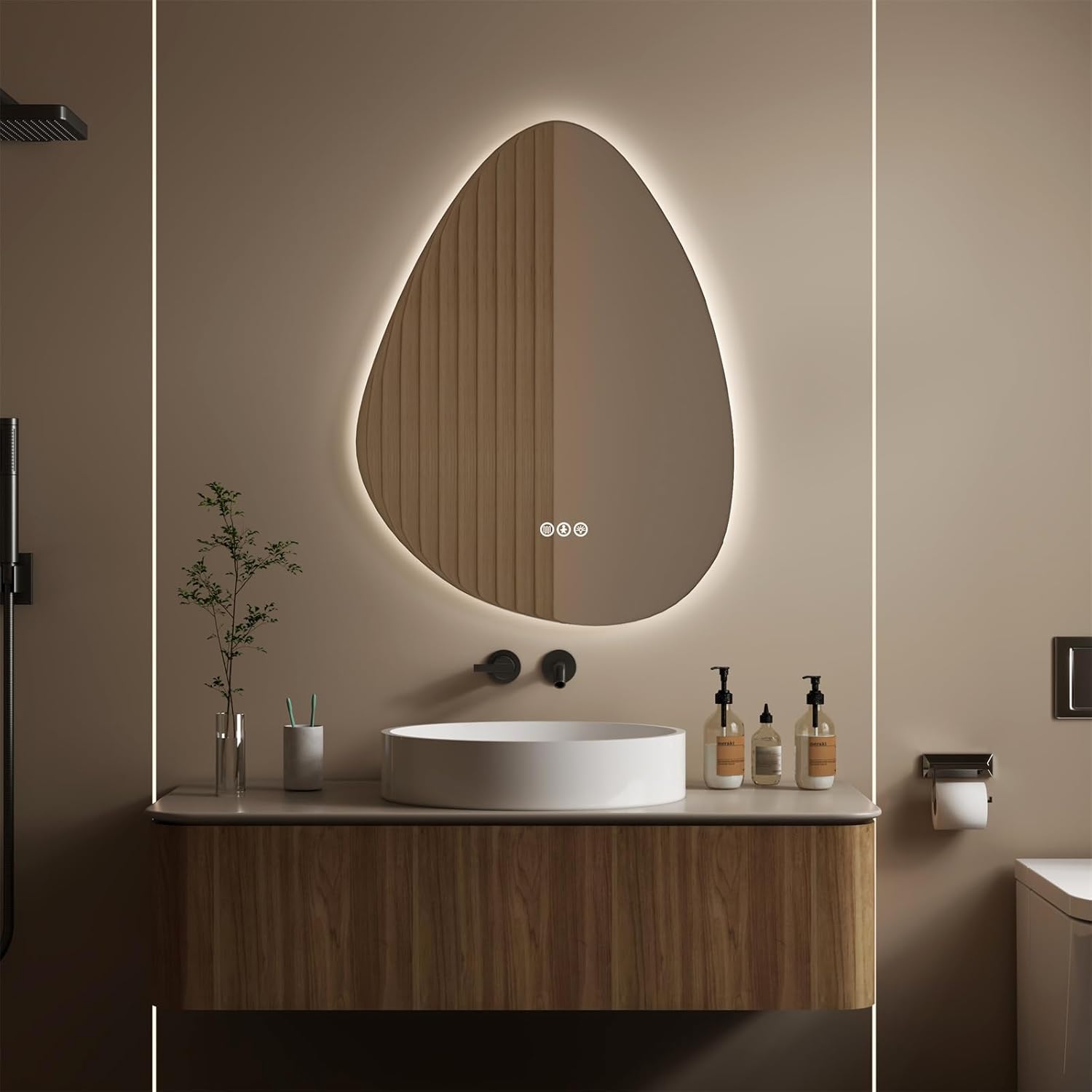 Led Mirror for Bathroom, 24x32 Inch Bathroom Vanity Mirror with Lights, Human Body Sensing, Shatter-Proof, Anti-Fog, 3 Colors and Dimmable, Backlit Light Up Bathroom Mirror Wall Mounted.