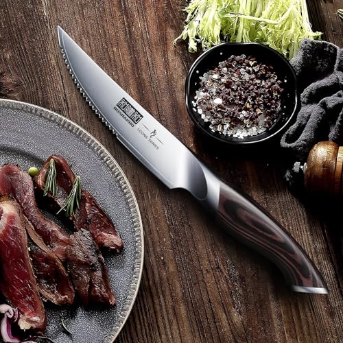 Hoshanho HSHEST-2023-021 Steak Knives Set Of 6, Ultra Sharp 4.5 Inch Serrated Steak Knife Set thumb #5