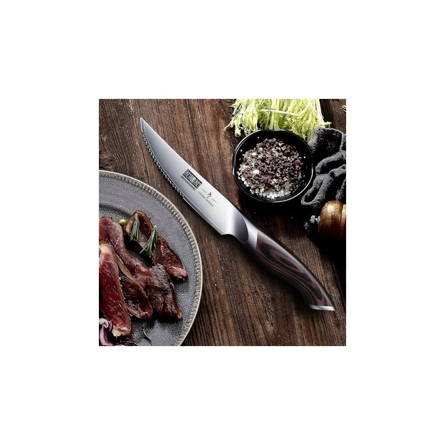 Steak-Knives-Set-of-6-Ultra-Sharp-45-Inch-Serrated-Steak-Knife-Set-Japanese-AUS-10-High-Carbon-Steel-Kitchen-Steak-Knives-with-Ergonomic-Handle HOSHANHO Steak Knives Set of 6, Ultra Sharp 4.5 Inch Serrated Steak Knife Set, Japanese AUS-10 High Carbon Steel Kitchen Steak Knives with Ergonomic Handle
