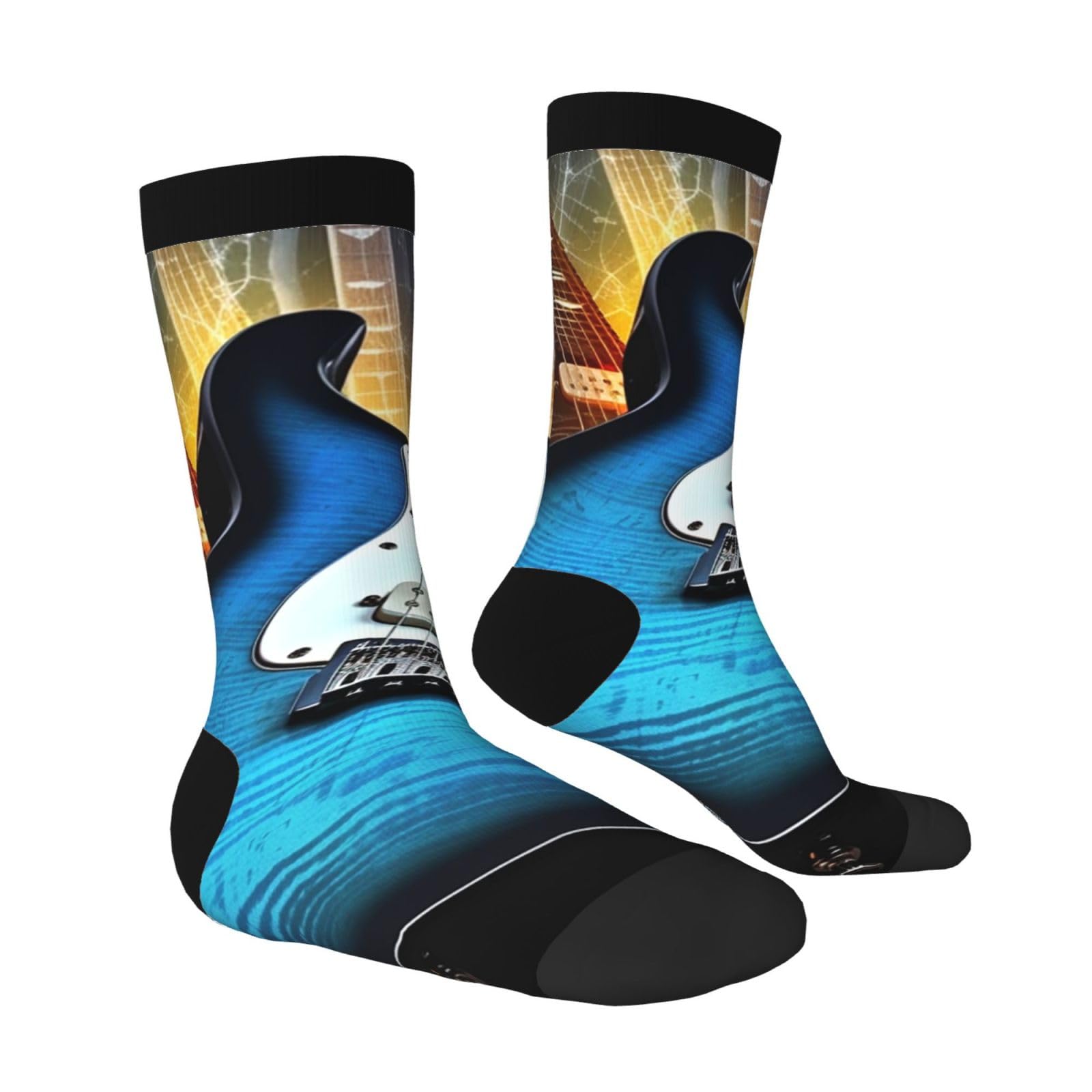 LZQPOEAS Magic Electric Guitar Music Athletic Socks Unisex Cushioned Crew Socks Hiking Running Calf Sock Soft Above Ankle Sock