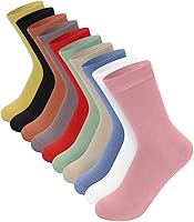DZALS 10 Pairs Women's Cotton Crew Socks - Colorful Breathable Boot Socks for Ladies & Girls, Size 5-11, All Seasons