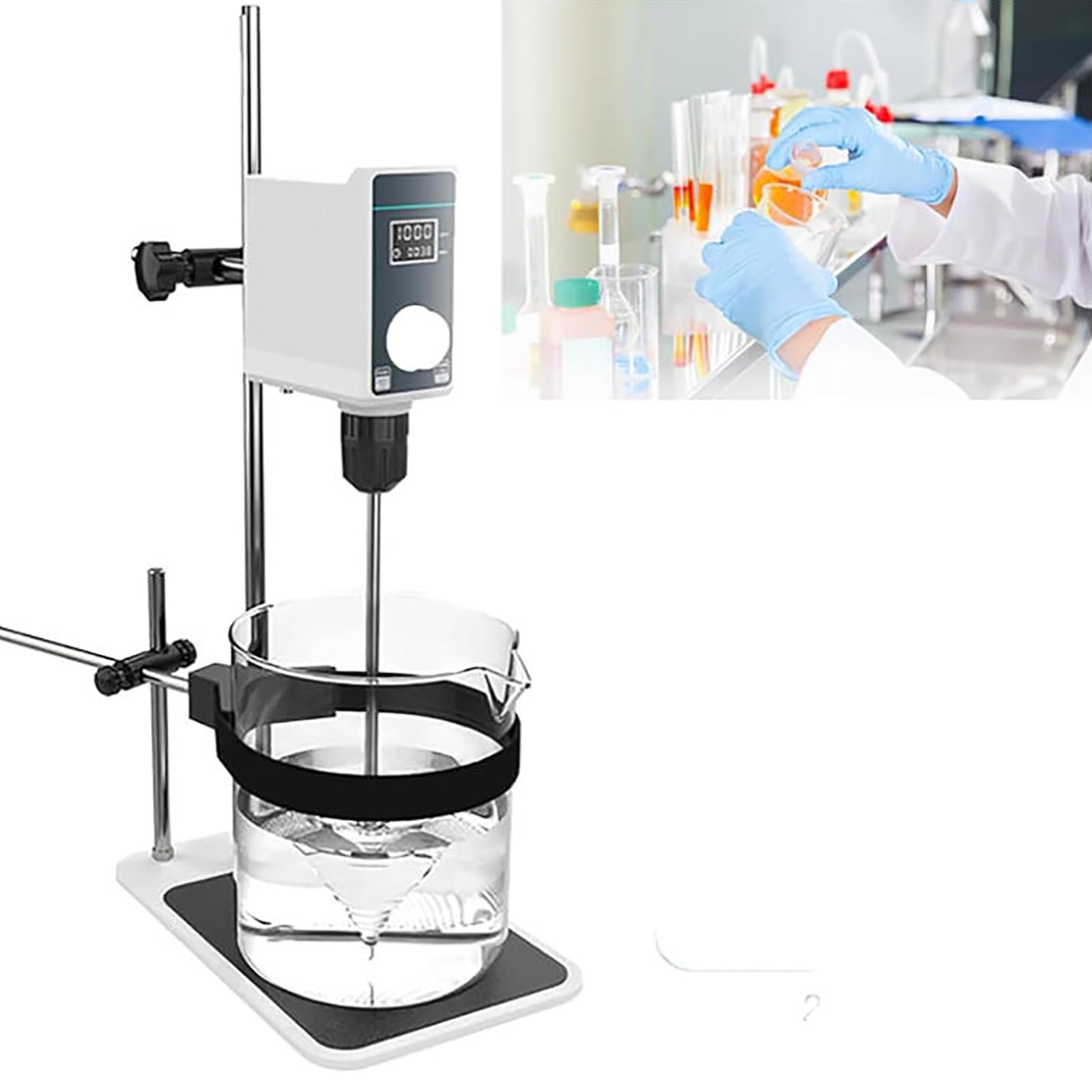 MObyat Agitatore Elettrico ad Asta, agitatore da Laboratorio con Display Digitale, intervallo di velocità 100-1500 Giri/min, viscosità Massima 8000 mpas, intervallo di temporizzazione 0-24 Ore