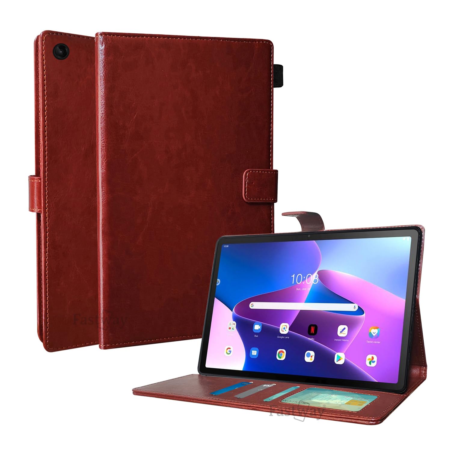 Fastway Multi Protective Leather Case with Card Slots Flip Stand Case Cover for Lenovo Tab M10 FHD Plus (3rd Gen) 10.61 inch Tablet TB125FU / TB128XU (Brown) (B0CB1NW7J2) Amazon Price History, Amazon Price Tracker