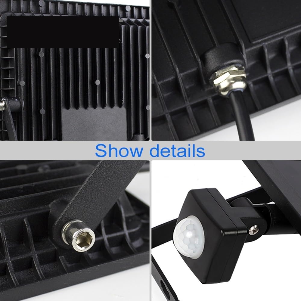 Focos exteriores, Reflector LED De 10W, 20W, 30W, 50W, 100W, Con Sensor Movimiento PIR Impermeable, Lámpara Pared For Exteriores, Foco Luz Inundación(Warm White,50W)
