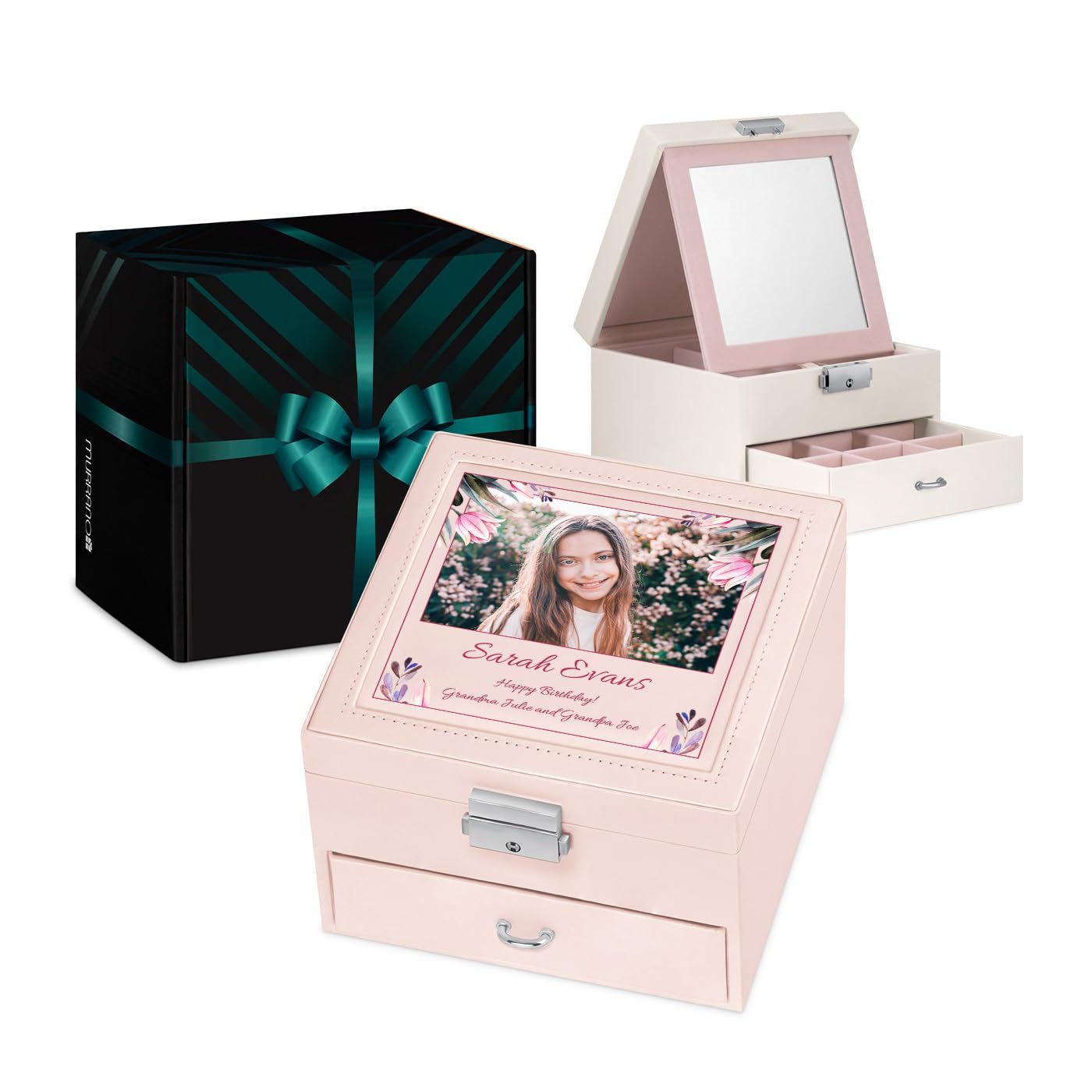Murrano Girls Photo 12 Maverton Pink Jewellery Storage - Stylish Present For A - Sisters - Jewellery Box With Overprint - Birthday Gift For Daughter - Organiser