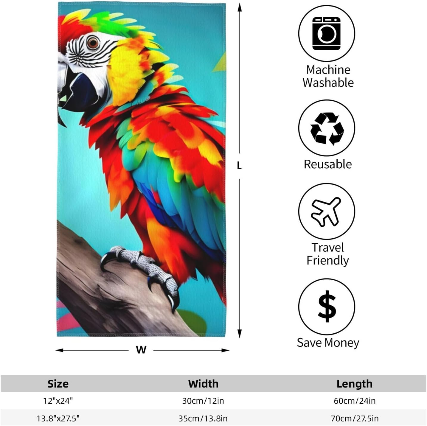 Parrots On Tree Print Hand Towels for Kitchen, Decorative Bathroom Towels Decor Farmhouse Cute for Men Women Gifts