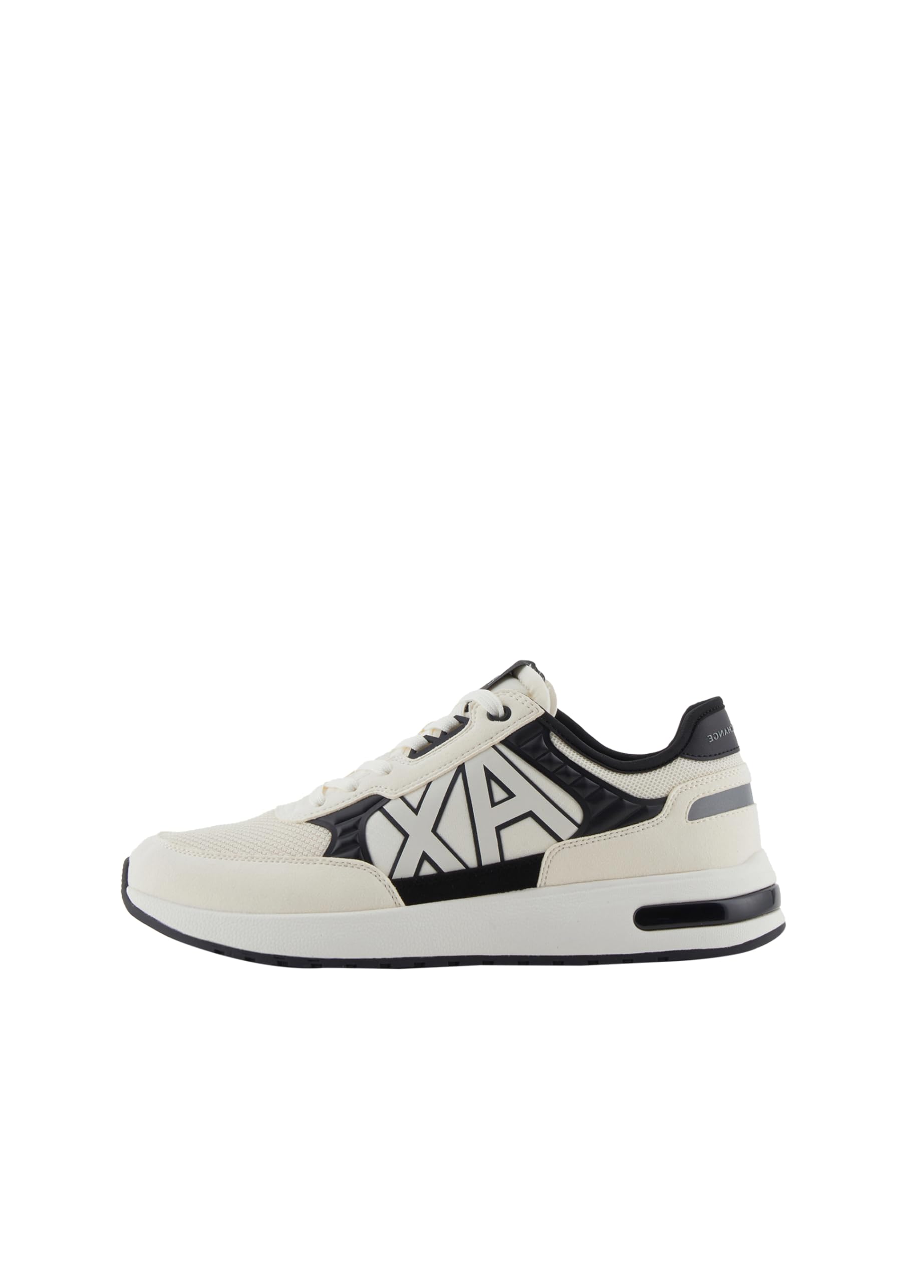Armani Exchange Men's Dusseldorf Embossed Geometric Motifs Trainers, White Black, 8 UK