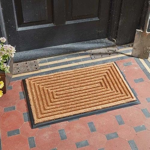 Marco Paul Heavy Duty Coir Door Mat 75x45cm with Non-slip Backing - Outdoor Mat Doormats Shoe Scraper Removes Grass and Dirt, for Front Door, Patio and Entrance