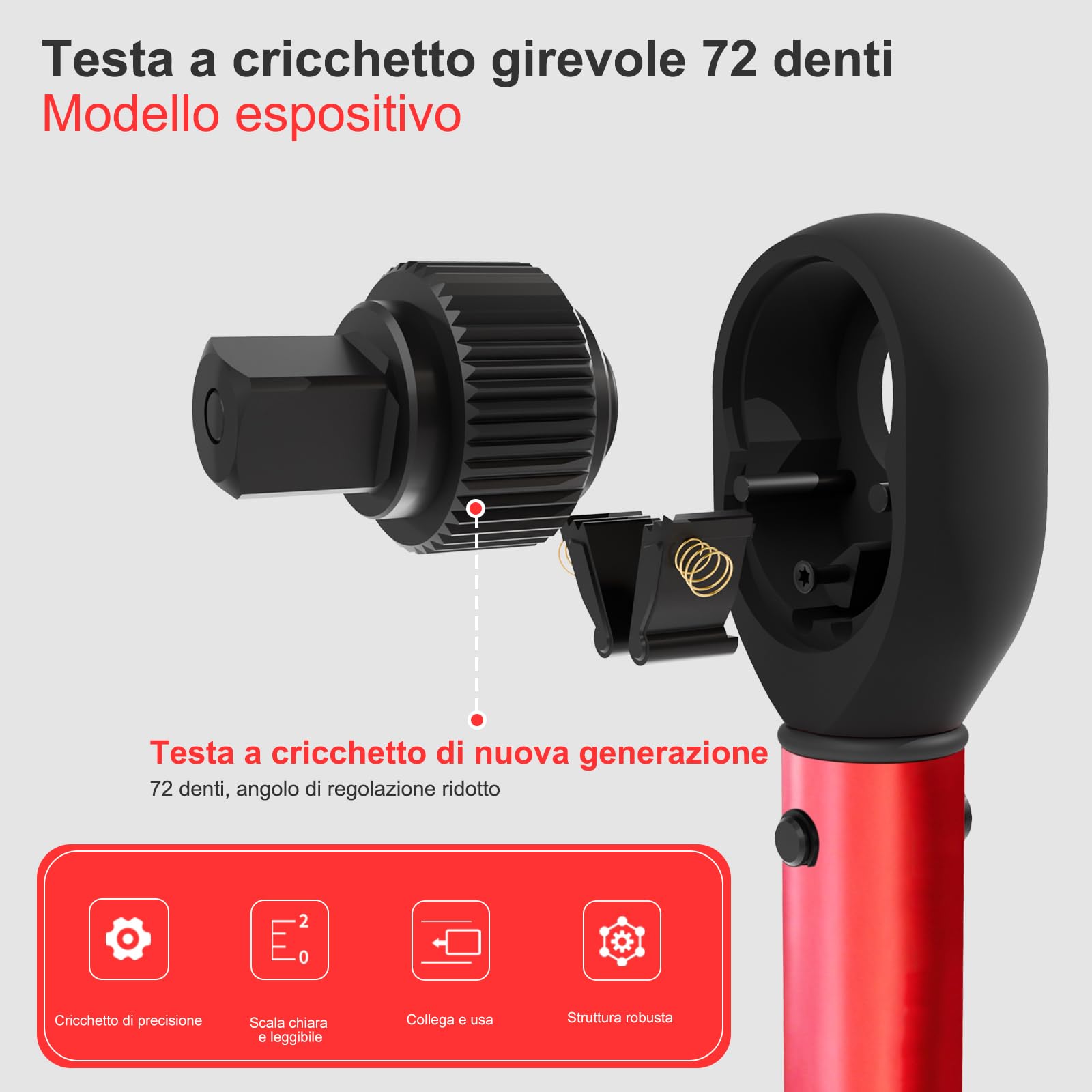 ATsafepro Chiave Dinamometrica 3/8",5-60 nm Chiave Dinamometrica con Adattatore 3/8" A 1/4"&1/2" E Prolunga da 15 cm,Precisione ±3%,Testina A Cricchetto Reversibile,per Auto,Bici,Moto