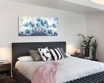 Piy Painting Blooming Blue Flowers Plants Wall Art Decor Artwork for Bedroom (20x40 Inches)