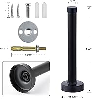 Vista 11 de Topes de puerta, tope de puerta largo, tope de puerta de 5 pulgadas, topes de puerta negros para montaje en pared, tope de puerta de acero