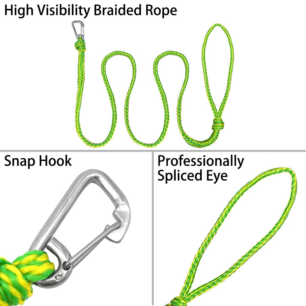 Kajak Abschleppseil, 2,1m/7ft Nylon Geflochtene Leine mit Clip, Dock-Leinen, Robustes Schwimmseil für Kajak-Schleppleine
