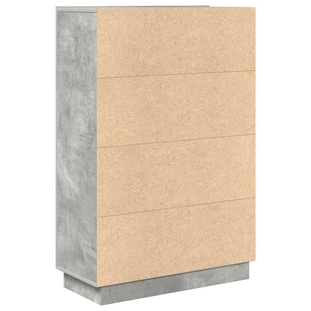Scrivania Porta PC con Ripiani e Anta 71,5x31,5x106,5 cm Grigio | Mobile scrittoio compatto in legno ingegnerizzato grigio cemento per studio, camera da letto e piccoli spazi.