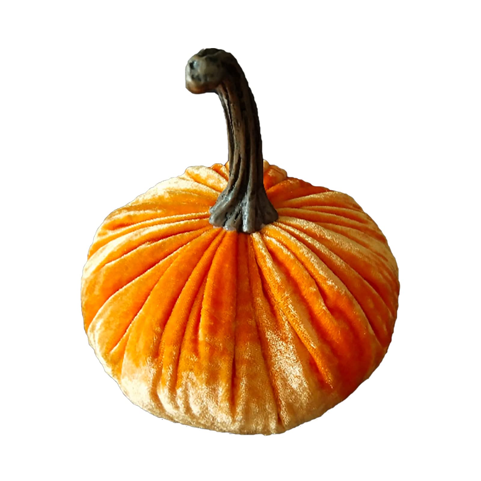NZXVSE Halloween Velvet Pumpkin,Handmade Fall Halloween Thanksgiving Centerpiece,Rustic Fall Wedding Centerpiece Decor,Modern Farmhouse Chic Home Decoration,Gold,Large