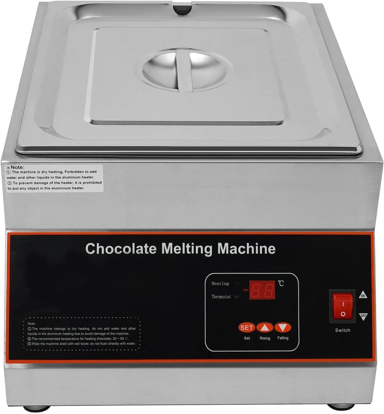 Electric Chocolate Tempering Machine, Stainless Steel Melter, 32-203°F Adjustable Warmer for Commercial & Home Use, Melts Chocolate/Cream/Milk/Butter Evenly 12kg/26.5lbs