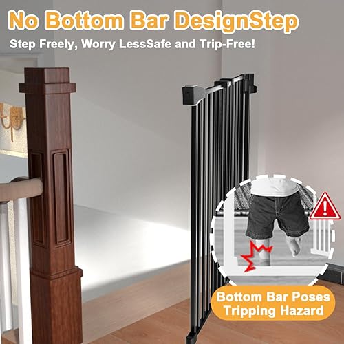 Miniatura 2 de DEARBB Puerta de bebé de 29.5 a 43.3 pulgadas, sin barra inferior, puerta grande para pasar, cierre automático, montaje en pared de metal para