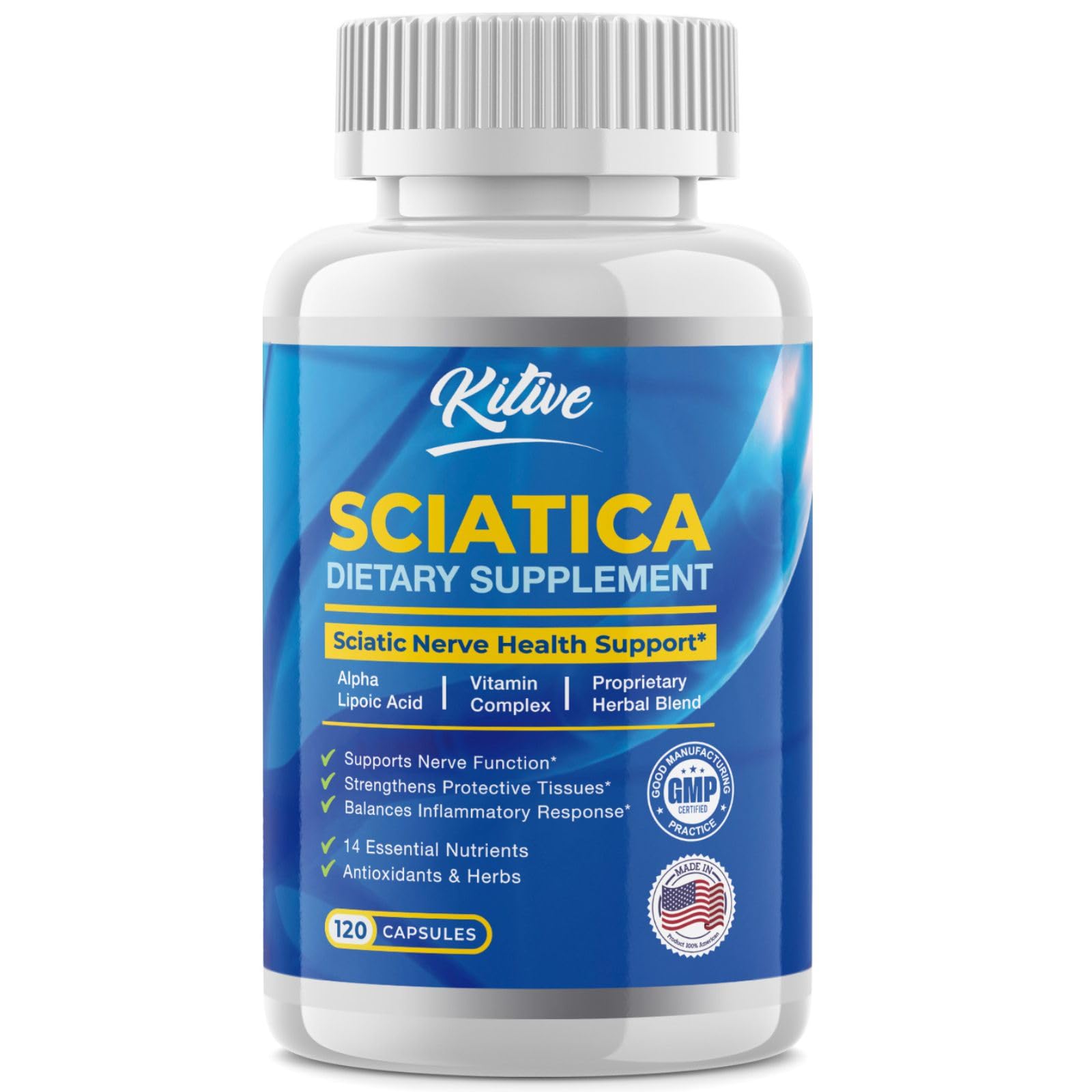 Sciatic Nerve Relief: Advanced Support Supplement for Sciatica – Potent Alpha Lipoic Acid, Acetyl L-Carnitine, Turmeric & Herbal Relief Ingredients – Made in USA, 120 Capsules