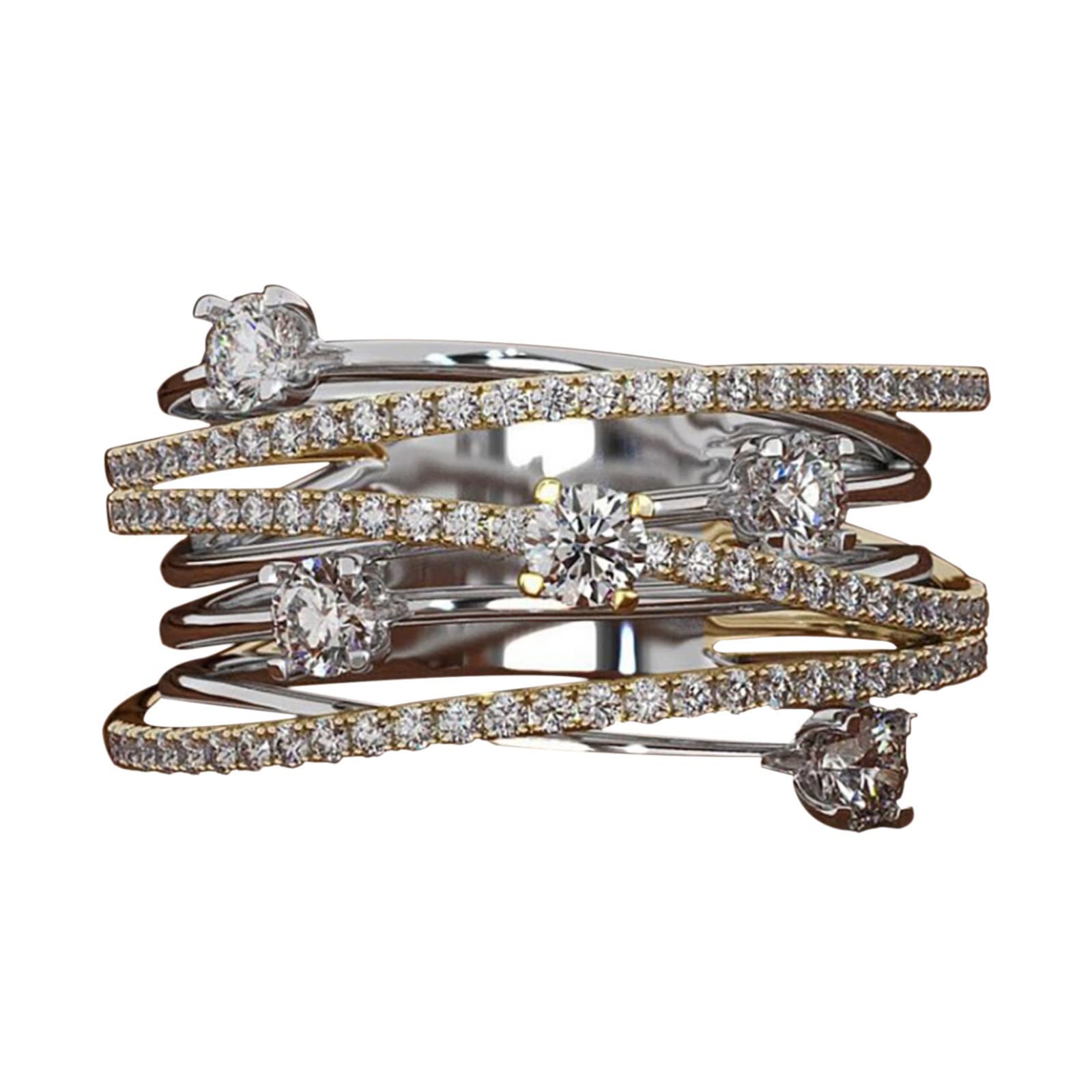 JUBENRings for Women Set Size 8-9 Fashion Women's Diamond Openwork Separation Ring Zircon Engagement Wedding Ring Rings for Men Dragon