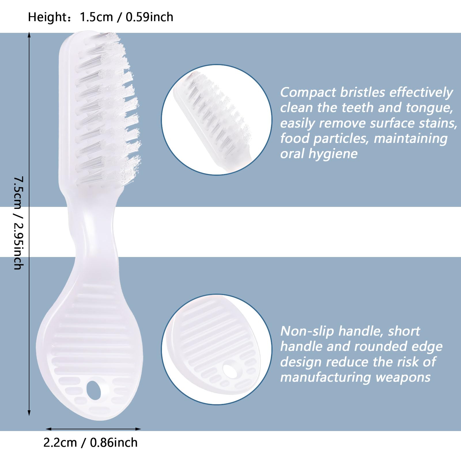 Nuogo 500 piezas mini cepillos de dientes desechables, huellas dactilares, mango corto, cerdas suaves, compactos y ergonómicos, blancos, para instituciones y organizaciones que atienden a adultos