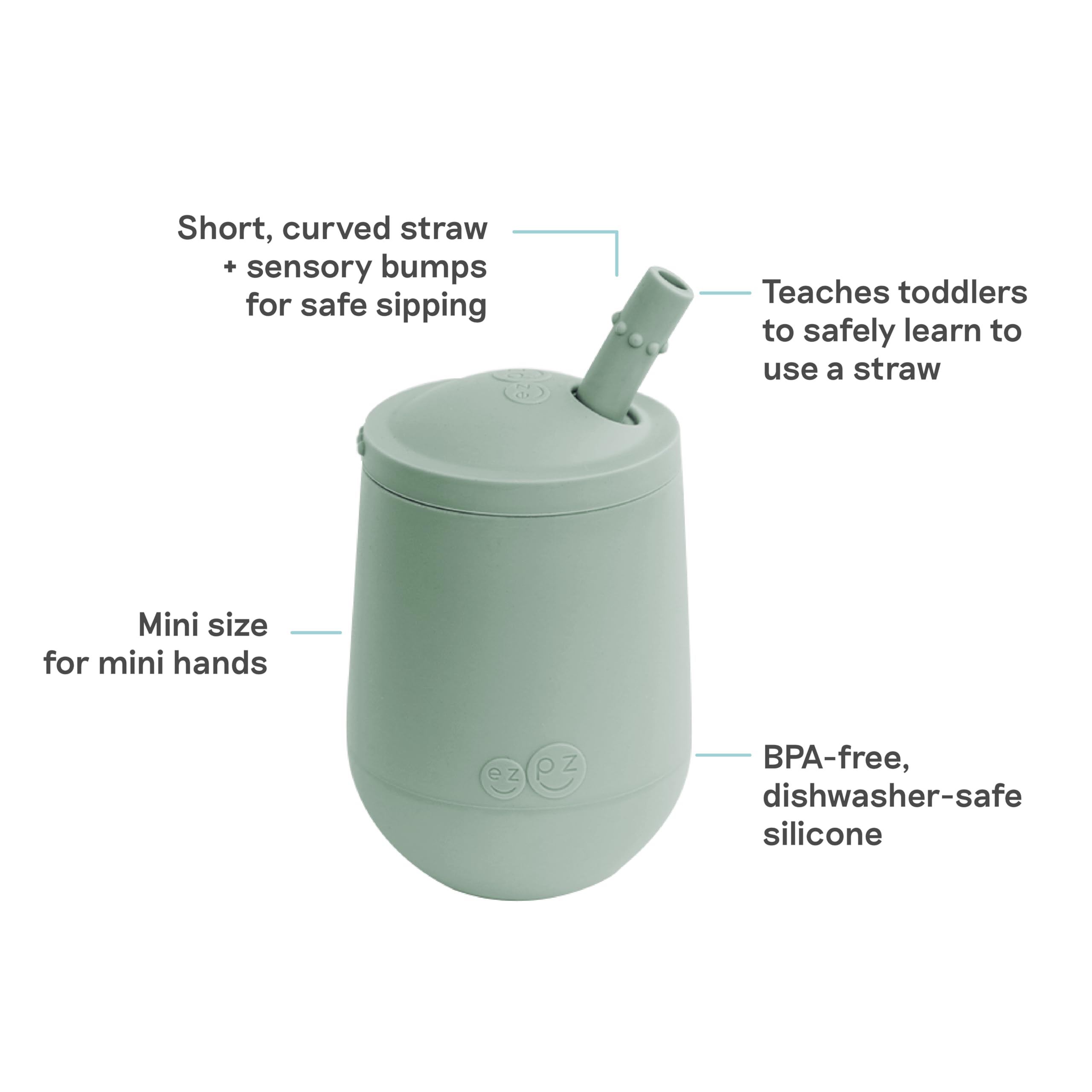 ezpz Mini Cup + Straw Training System, 100% Silicone Training Cup for Infants + Toddlers - Image 2