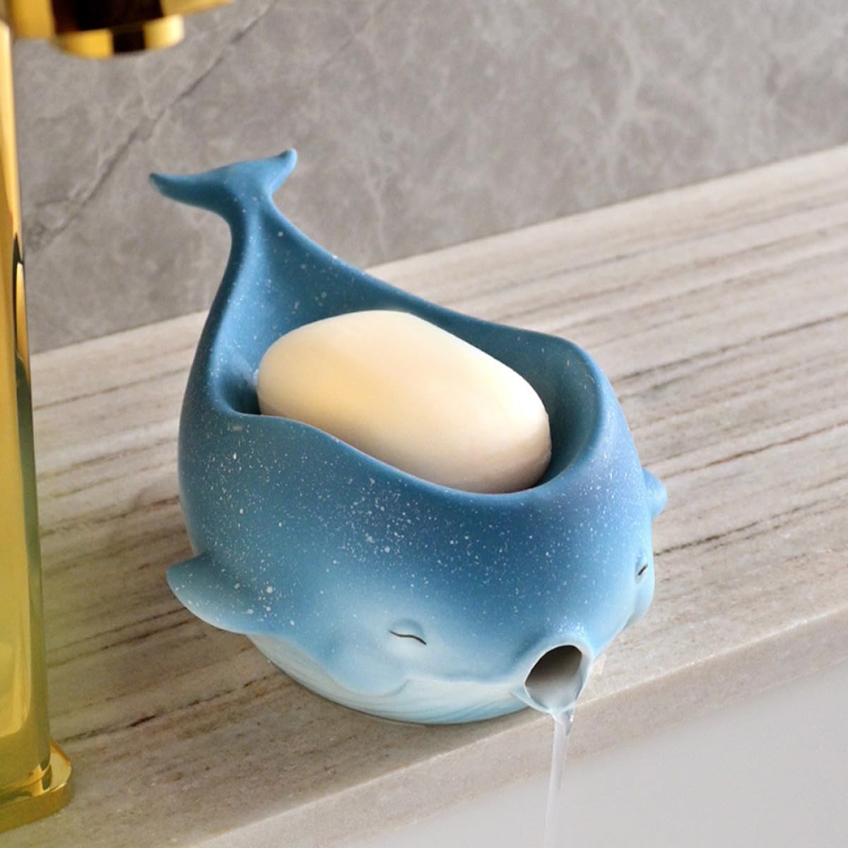 Portasapone Design Autoscaricante e Facile da Pulire in a Forma di Balena come la Casa per Accessori Bagno