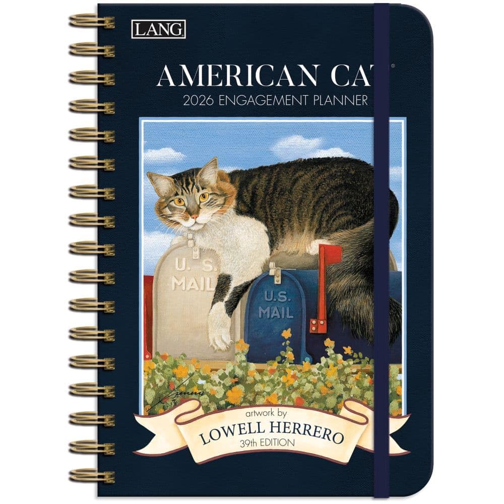 Lang Companies, American Cat 2026 Engagement Planner, 6.5 x 9 inches'', Weekly Calendar with Wire-O Binding