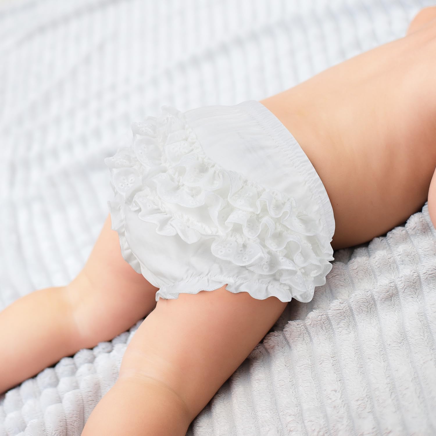 5 Piece Set of Ruffled Lace Panty Diaper Covers for Baby Girls Cotton Toddler White Shorts Underwear - Image 5