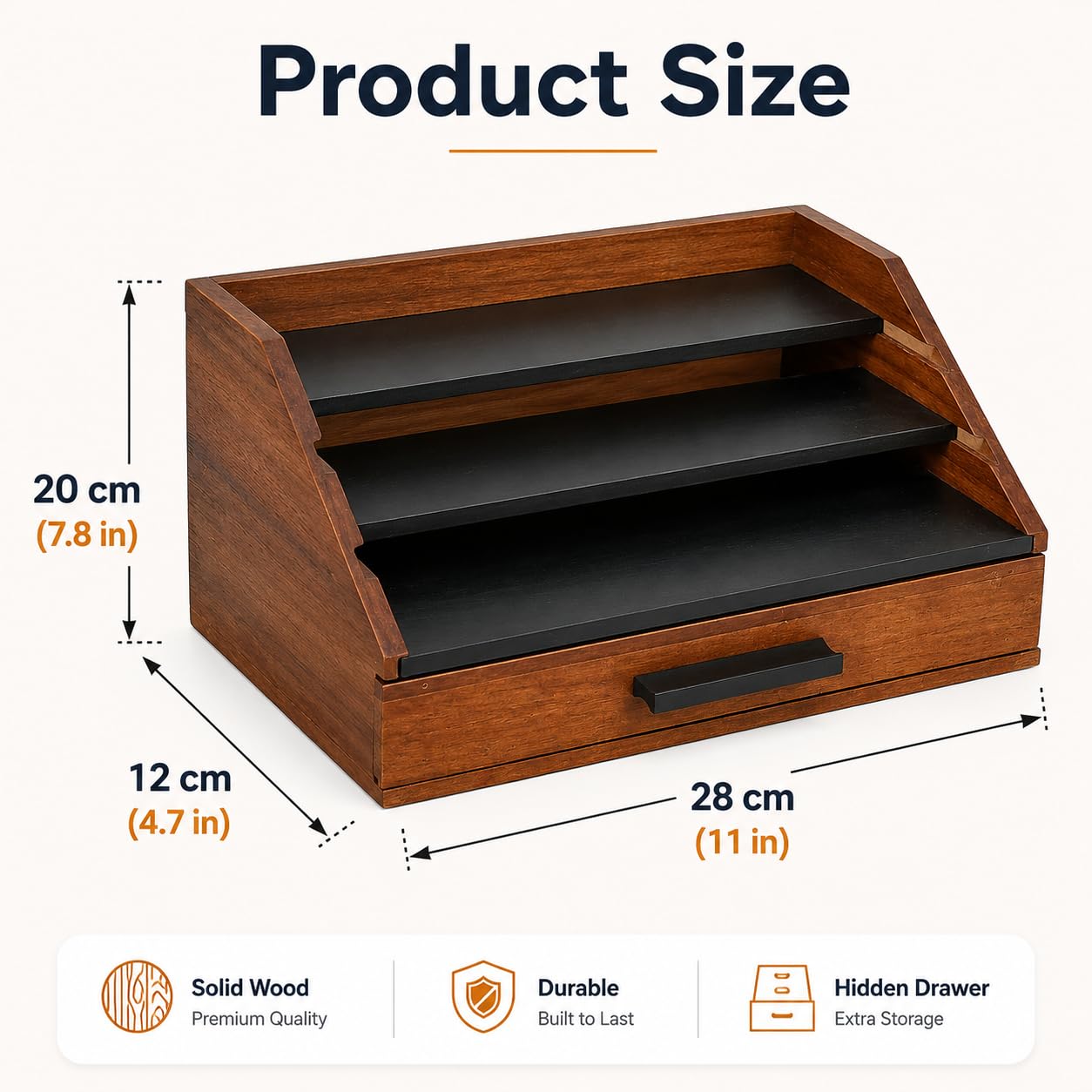 Organizzatore di profumo con cassetto, espositore profumo, legno a 3 livelli, per parrucchiere, cosmetici, orologi, gioielli, rossetto, bagno, camera da letto, donna e uomo