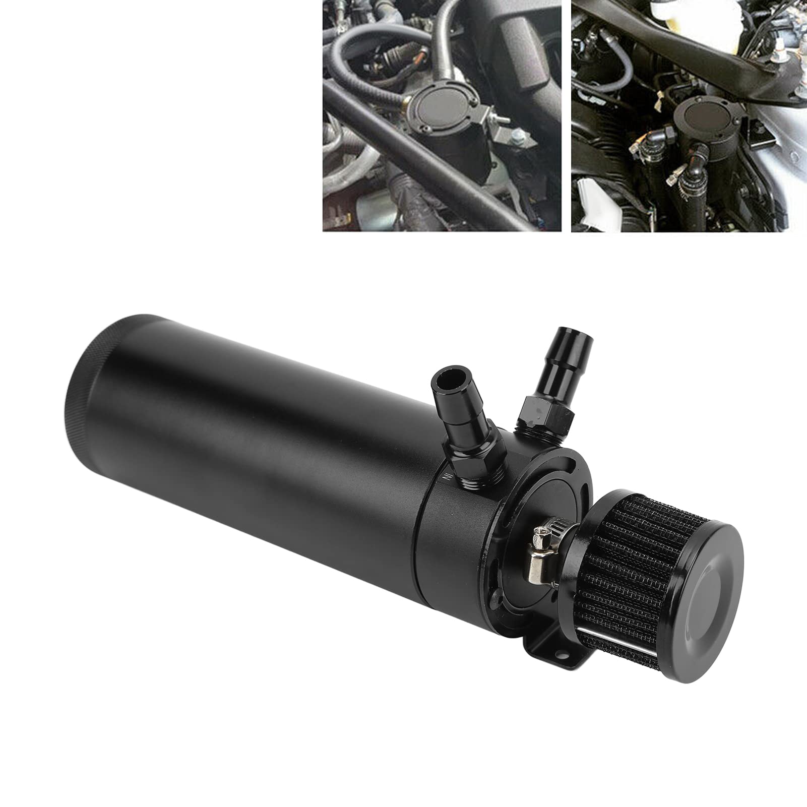 Qiilu 2 Port Oil Catch Can Kit Universal Oil Catch Can Reservoir Tank Motor Luft Ölabscheider mit Entlüftungsfilter Auto Umpacken