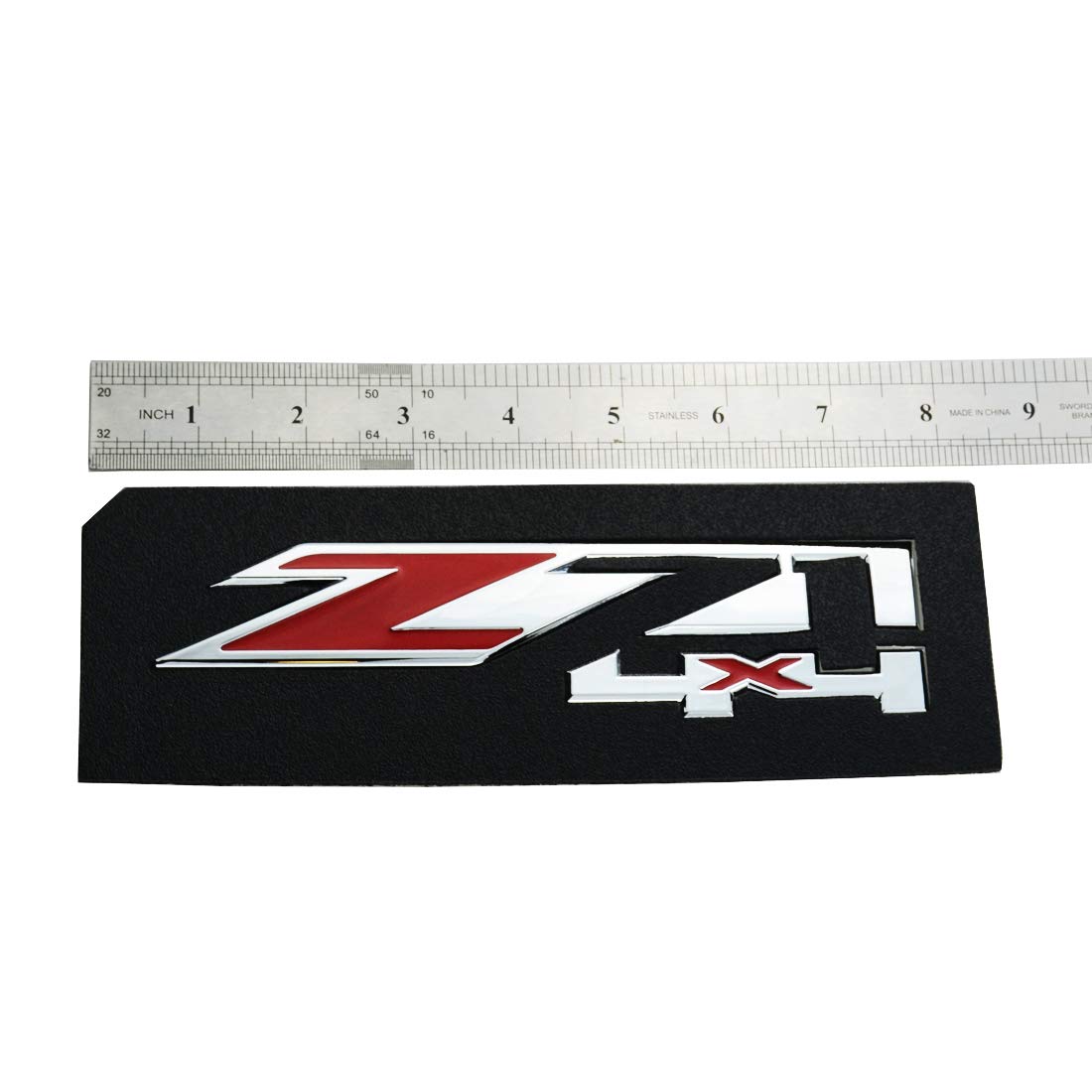 2X Z71 4x4 Emblems Badges Compatible for Silverado Sierra Tahoe (Chrome Red)