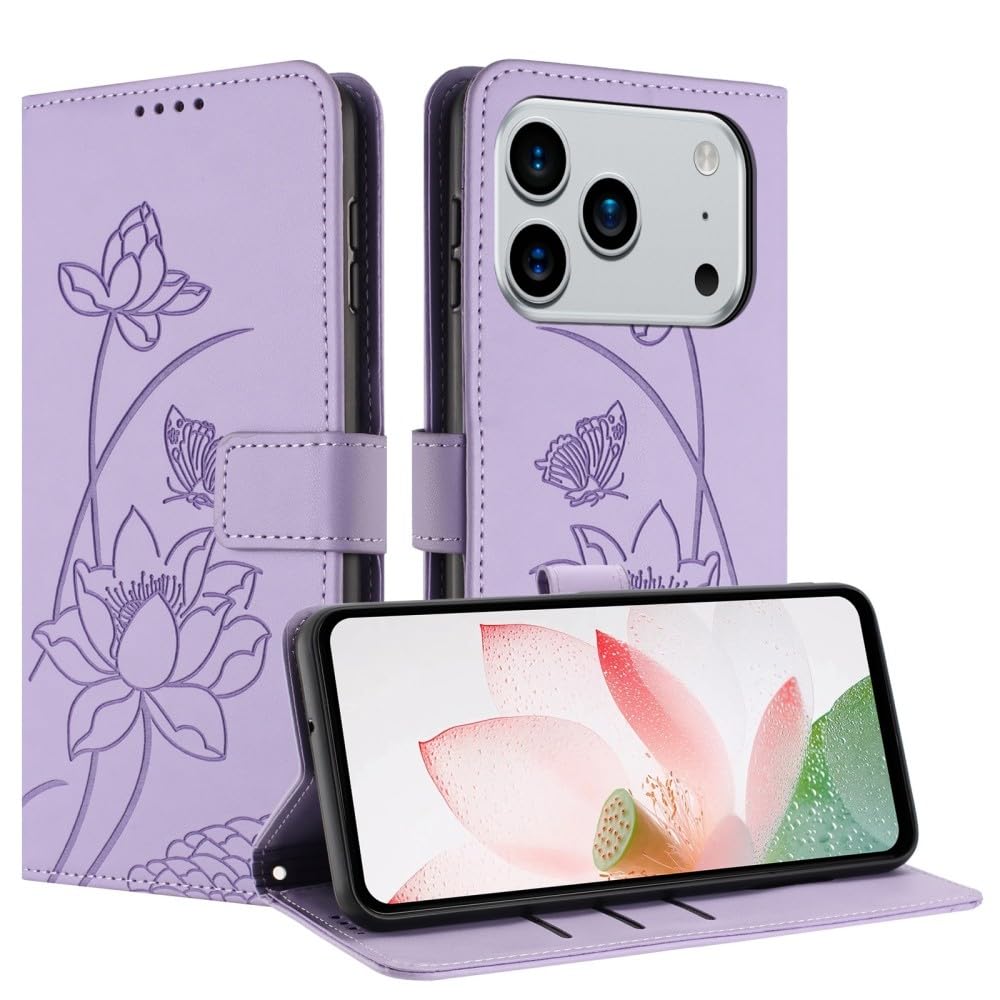 Generic Étui compatible avec iPhone 6 Plus / 6S Plus / 7 Plus / 8 Plus (couleur : violet) Étui portefeuille à rabat en cuir motif fleur papillon
