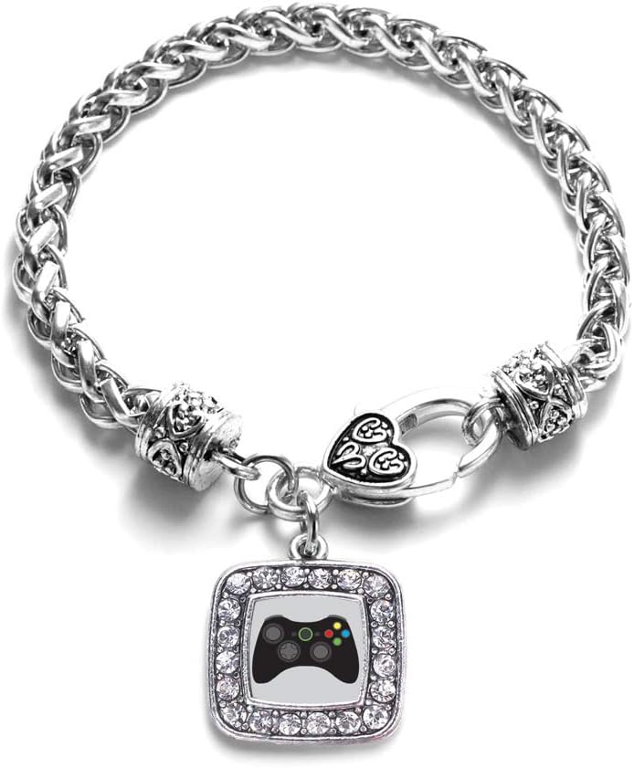 Inspired Silver - Silver Square Charm Bracelet with Cubic Zirconia Jewelry