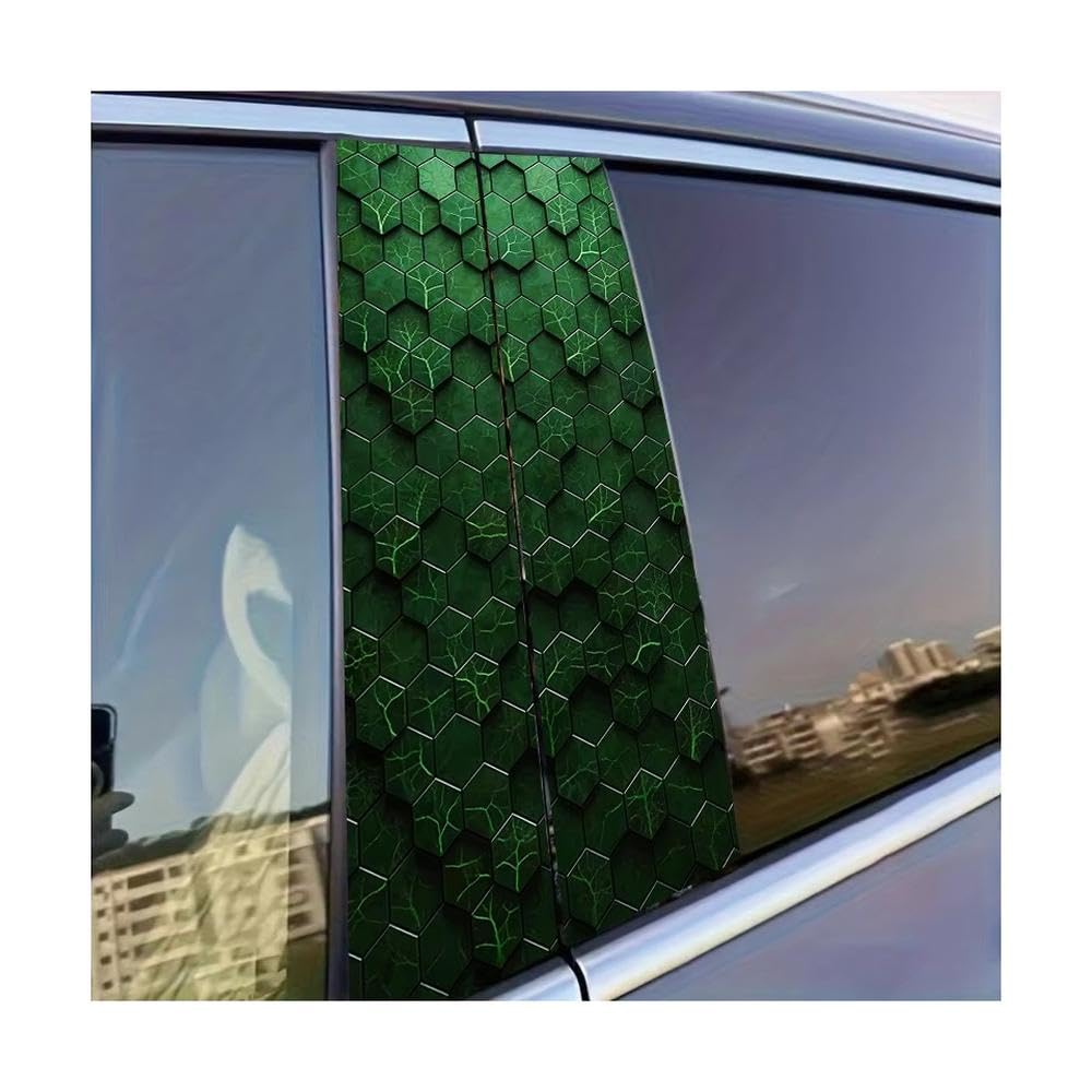 Dabhuoc One Color Car Parts 2 Pcs Car Center Column Decal Cracked Hexagons Glossy Material Protective Film