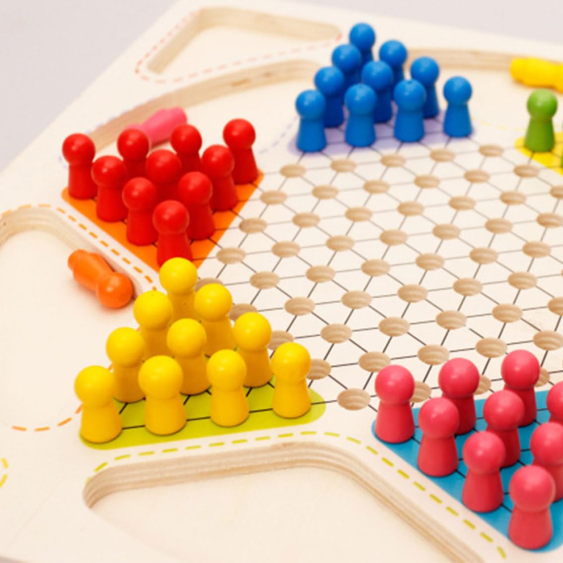 Damas Chinas de Madera 2 en 1, Juego de Mesa, Damas Chinas, Juegos de Mesa Familiares para niños y Adultos