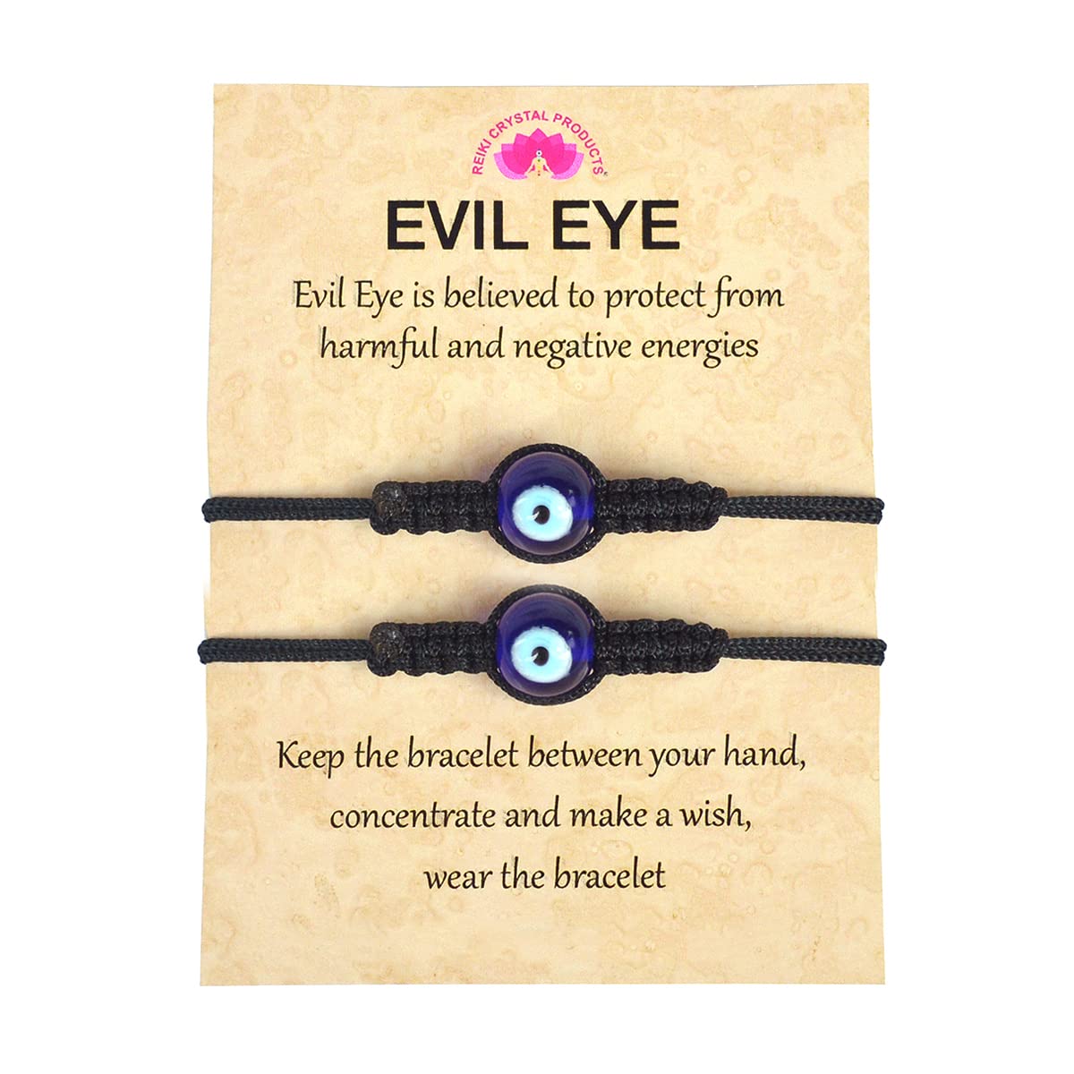 Reiki Crystal Products Handmade Evil Eye Band Nazar Battu Dhaga Thread Bracelet Adjustable Friendship Band for Unisex Pack of 2 pc