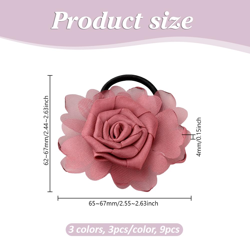GOMAKERER 9 Pcs Flower Elastic Hair Ties - Image 2