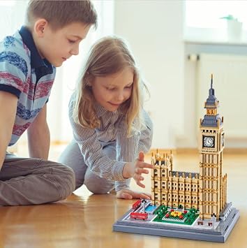 Big Ben Model Building Blocks Kit, 6473 Pieces Landmark Architecture Mirco Bricks Model Set, Nano Blocks London Clock Tower Construction Toy Not Compatible with Major Brands