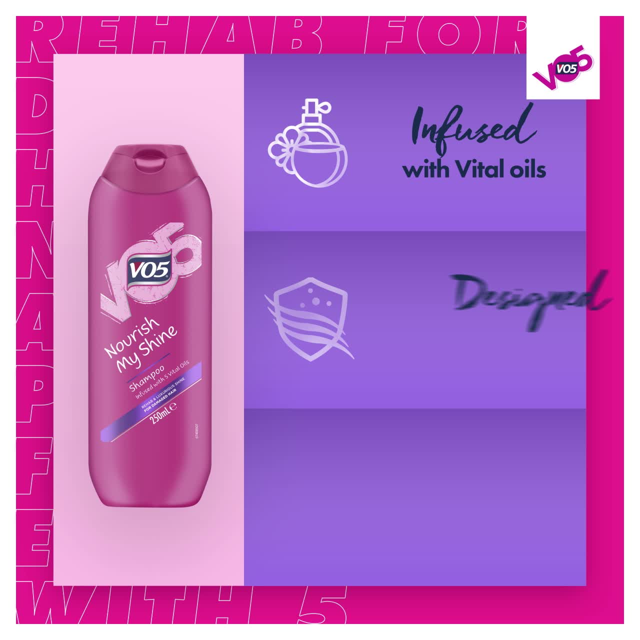 Vo5 Nourish My Shine Infused With 5 Vital Oils Shampoo For Damaged Hair 250 Ml Pack Of 6 Amazon Co Uk Beauty