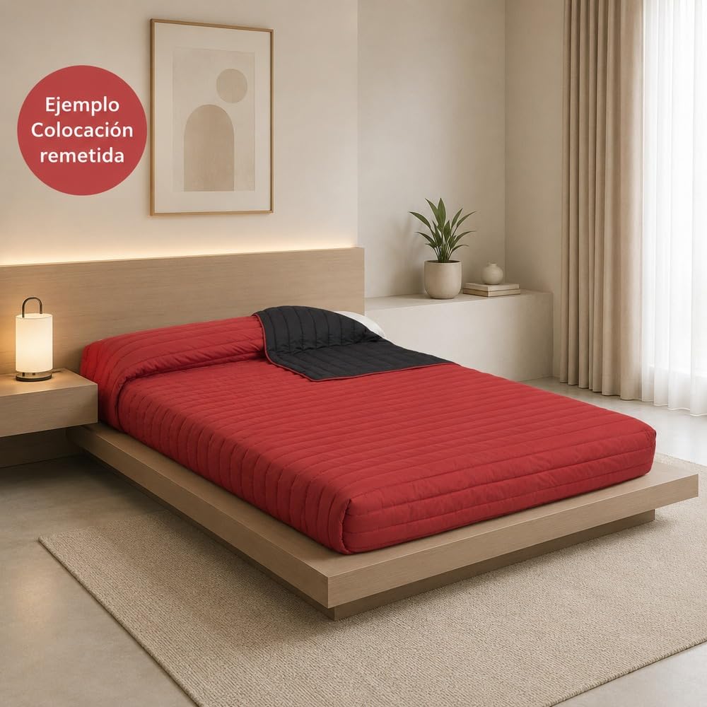 SABANALIA - Colcha Cama 90 Bicolor Multiuso Tutto para Primavera, Verano, Otoño (Disponible en Varias Medidas y Colores) Negro/Gris