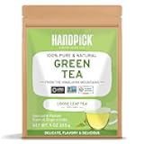 HANDPICK, Green Tea Loose Leaf (255g/9oz) +100 Cups | Non-GMO, 100% Pure Green Tea Leaves Sourced from Himalayas, India | Resealable Ziplock Pouch