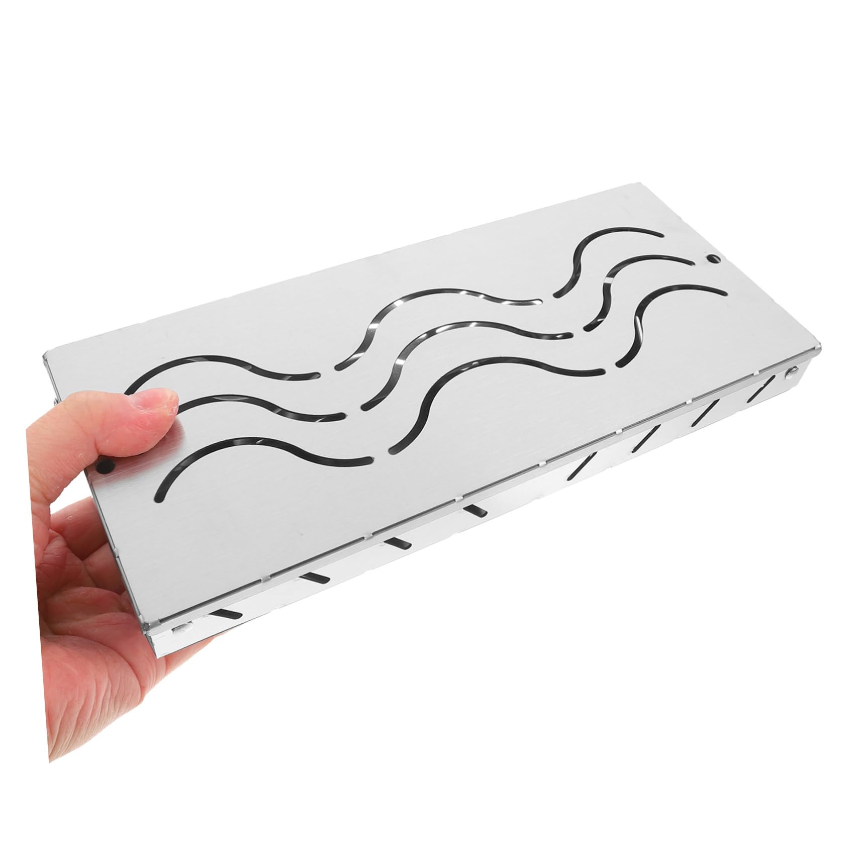 Scatola per Trucioli di Legno in Acciaio Inox 2 Pezzi | Argento, per Grigliate e Cottura All’aperto, Design Portatile, Adatta a Pesce e Carni