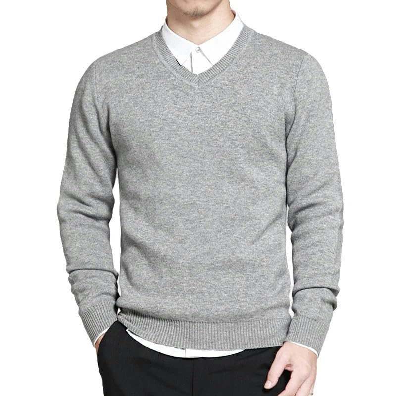 Mens Pullovers Sweaters Basic Style V Neck Sweater Cotton Knitted Jumpers Solid Male Knitwear3