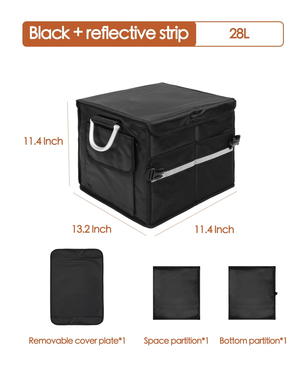 Organizer per bagagliaio, 28 l, portatile, multiuso, pieghevole, impermeabile, in tessuto Oxford, per auto, camion, SUV